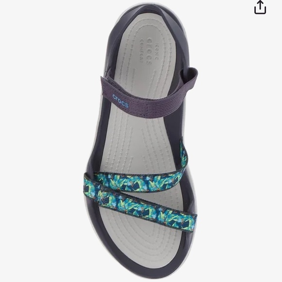 CROCS Sandals Swiftwater Webbing Green Blue Black Women’s Size 9 - Picture 2 of 11